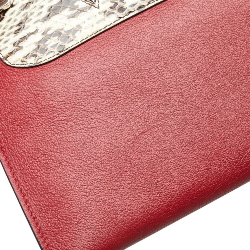 Fendi Bag Red Bugseye Leather Python Monster Clut… - image 4